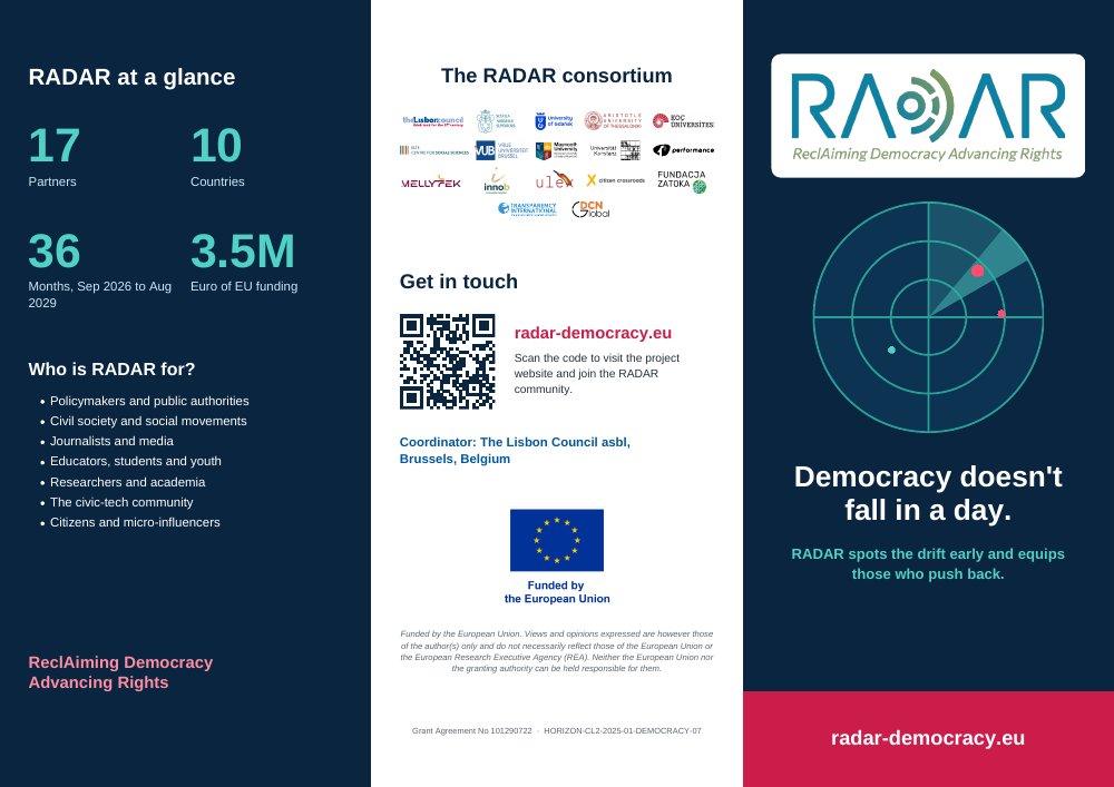 Outside of the RADAR tri-fold brochure